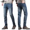 2024 Varumärkesklädcyklist Jeans Men Streetwear LG Slim Denim Pant Skinny Mid midja Lätt elastisk Cott Byxor Male 27-36 O8MY#