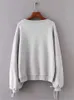 Felpe con cappuccio da donna Felpe Felpa da donna Girocollo Pullover Design floreale ricamato sul davanti T-shirt in cotone a maniche lunghe con maniche a pieghe 24328