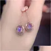 Stud Earrings 14K Solid Gold Amethyt Gemstone Fine Jewelry For Women Luxury Gift 14 K Plated Ear Rings Bohemia Earing Drop De Dhgarde Otz6Q