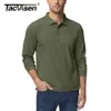 TACVASEN Mannen Tactische T-shirts Werk Polo's Zomer Sneldrogende T-shirts Lange Mouw Lichtgewicht Pique Jersey Golf T-shirts Tee Tops 240325