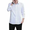 Plus Size 9XL 10XL Lg-mouwen Heren Single-breasted Revers Shirts Kleine Stretch Effen Kleur Shirt Blauw Zwart grijs Wit A9Ro #