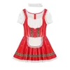 Kvinnor Oktoberfest Costumes Traditial German Bavarian Beer Apr Maid Cosplay Outfits Glossy Pu Leather Lace Trim A-Line Dr 54JB#