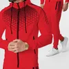 Men's Tracksuits Men Elastic Waist Sports Suit Stylish Honeycomb Print Women's Sportswear Set Hooded Cardigan Coat For Casual
