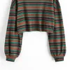 Zaful Women's Tribal Ethnic Graphic Cropped Knitwear Bohemian Long Sleeve Pullover tröja Boho Drop Shoulder Sticked Top