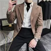 Hohe Qualität Männer Busin Zwei Butts Anzüge Blazer Fi Big V Kragen Slim Anzug Jacke Homme Formale Bräutigam Hochzeit Social Dr r8s2 #