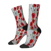 Men's Socks Red Poppies Embroidery Flowers Male Mens Women Summer Stockings Hip Hop