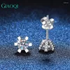 Stud Earrings Oqi 9K White Gold Total 1-4 Carat Diamond Selector Test Past D Color Round Moissanite Trendy Jewelry Drop Delivery Otnpu