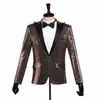 Shenrun Hombres Fi Slim Fit Traje Chaqueta Casual Blazer Flaco Lentejuelas Paillette Boda Novio Cantante Traje de escenario Tallas grandes g9dU #