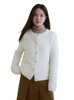 Dushu Gentle Wind Furry Soft Waxy rund halströja för kvinnor Vinter chic stil lös imitati mink stickad cardigan kvinnlig c6ms#