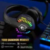 Toetsenbord en headset combo, LED -bekabeld toetsenbord, overoorhoofdtelefoon met microfoon, regenboog -verlichte gamingmuizen, muiskussen, voor pc, laptop, ps4, xbox (zwart)