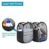 Cesto dobrável da cesta dos sacos da lavanderia com quadro de fio de aço resistente ampliado abertura lateral bolso punho durável