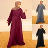 Robes décontractées Robe musulmane solide pour femmes manches évasées Abaya élégant caftan arabe longue