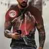 2024 Wolf T-shirt för herrens djurtryck Kort ärm Topp 3D Casual Street Man's T-shirt överdimensionerade tee-skjorta män Vintage Clothing001