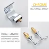 Bathroom Sink Faucets Chrome Waterfall Basin Multi-colored 3pcs Dual Handles Faucet For Deck Mounted Cold Water Mixer Taps