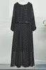 Vestidos casuales Marca de alta calidad Vestido de primavera 2024 Diseño Ropa Mujeres Lurex Patrón de lámina Manga larga Verde Negro 3XL