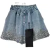 tung industrigasspärla diamd hög midja jeans shorts lösa bantar bred ben denim shorts kvinnor 2023 sommar korta byxor u6jt#