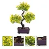 Fleurs décoratives plante artificielle en pot, faux ornements de bureau, plantes vertes, Statue de bonsaï en plastique