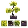 Decorative Flowers Artificial Potted Plant Fake Ornaments Desktop Adornments Green Plants Decors Plastic Bonsai Statue