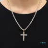 Shining Diamond Stone Cross Pendants Necklace Jewelry Platinum Plated Men Women Lover Gift Couple Religious Jewelry223x