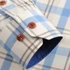Männer Ctrast Plaid Checkered Lg Sleeve Shirt Keine Tasche 100% Cott Casual Standard Fit Butt Down Elegante Formale Dr Shirts S5Yo #
