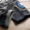 Sokotoo Patchwork masculino rasgado bordado jeans stretch na moda buracos patches design slim calças jeans retas l0kh #
