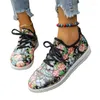 Chaussures décontractées à lacets de haute qualité pour femmes, baskets en maille à talons bas, motif Floral, couleurs mélangées, grande taille, vulcanisées, printemps/automne