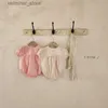 T-shirts 2023 été nouveau bébé fille à manches courtes Plaid body coton nouveau-né enfant en bas âge princesse combinaison infantile fille vêtements 0-24M24328