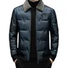 Männer Daunenjacke Winter Warme Lässige Mantel Blau Koreanische Fi LG Ärmel Slim Schwarz Männer Kurze Oberbekleidung Pelzkragen Abnehmbare J9ib #