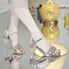 Sandalen 2023 Elegante Gold- und Silberfrauen High Heels Wasser Diamant Deisgn Transparente Hochzeitsschuhe Sexy Party H240328