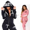 Hoodies للنساء من النوع الثقيل 2024 SPRING TRAFTSUTINT WOMIN 2 قطعة مجموعة هوديز طباعة+سروال الرياضة الرياضة بدلة رياضية للسيدات السوستة من النوع الثقيل من الأنثى 24328