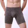 Sous-vêtements sexy sous-vêtements pour hommes Boxer longue jambe short homme solide respirant mi-hauteur U poche convexe Cueca Masculina S-XL