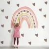 Aufkleber Cartoon Aquarell rosa große Regenbogenherzen Wandaufkleber für Kinderzimmer Kinderzimmer Baby Mädchen Zimmer Dekoration Wand Vinyl