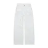 high street fi raka rippade jeans för män svarta vita baggy byxor manlig överdimensionerad bred ben casual byxor z9um#