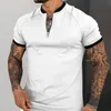 Casual England Style Short Sleeve T Shirt Men's Vintage Solid Zipper O Collar Polo Pullover 2023 Summer Clothing Men's Shirt Y2ol#