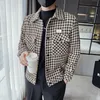 2023 Varumärkeskläder Män Spring High Quality Casual Plaid Jackets/Man Slim Fit Fi Lapel British Style Coats Hombre S-3XL S1IE#