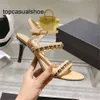 Channeaux CF Fashion Luxury Design Women High Heels Sandales en cuir Cross Lace Up Student Smaippers décontractés 011-016