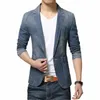 M-3XL Hombres Denim Blazer Chaquetas Hombres Blazer Slim Fit Terno Blaser Masculino Jaquetas Trajes de hombre Blazer Hombre Jeans Abrigos I6Dt #