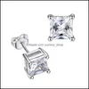 Stud Fashion 18K White Gold Princess Cut Moissanite Diamond Earrings Drop Delivery Jewelry Otygm