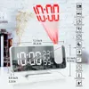 FM Radio LED Digital Smart Alarm Clock Watch Table Electronic Desktop Clocks USB Wake Up Clock with 180° Time Projection Snooze 240318