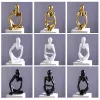 Esculturas 3pcs estatua de pensador mini resina abstracto moderno pensador escultura adornos de escritorio coleccionables decoración del hogar para el estudio de estudio de la oficina estante
