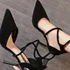 Sapatos de vestido 2024 salto alto sexy mulheres apontou toe festa sandálias designer verão andando camurça bombas casuais mujer zapatillas