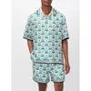 New Product Casablanca Men Designer Silk Casual Shorts Classic Hot Letter Jacquard Printing Silk Shirt Top Loose Versatile Summer Hawaii Beach Pants Casablanc Suit