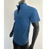 cross border new men's casual solid color pullover short sleeved seasal shirt for men K20g#