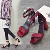 Dress Shoes Black Gladiator Sandals Summer Office High Heels Woman Buckle Strap Square Heel Pumps Casual Women Plus Size 34-40