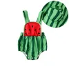 Clothing Sets Baby Girl Boy Fruit Romper Summer Clothes Watermelon Pineapple Square Neck Sleeveless Overalls With Hat 2 Piece