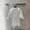 Designer Richtige Ausgabe ~ 2024ss Springsummer New Pure Cotton Swallowtail Round Hals 54 Ärmeln Vielseitiges Hemd 9578# Vvjd