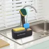 Liquid Soap Dispenser Kitchen With Sponge Box For Automatic Scrubber Plastic Dishwashing Detergent Rack Storage