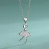 Wisiorki S925 Sterling Silver Urocza tańcząca dziewczyna wisiorek pendies secklace Europe and the United States Simplicity Fashion Ballet