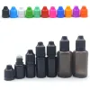 Polijsters 100pcs ściskanie czarne 5 ml 10 ml 15 ml 30 ml plastikowe butelki z kropliny do pojemnika z cieczy z czapką odporną na dziecko i długą cienką końcówką fiolką