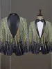 hoo 2024 Men's Meteor Gradient Sequin blazer Performance Singer Stage Performance Host Catwalk blazer u6oT#